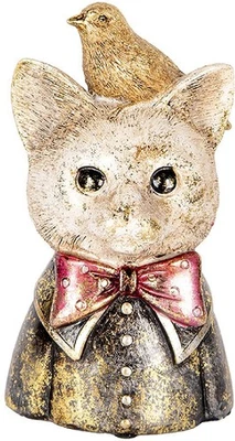 Clayre & Eef 6PR5079 Dekoration Büste Katze 11x9x18 cm Weiß Schwarz Gold - Bild 1 von 4
