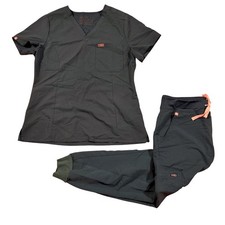 Figs Technical Collection Scrub Set V-Neck Top and Jogger Pants Green Large