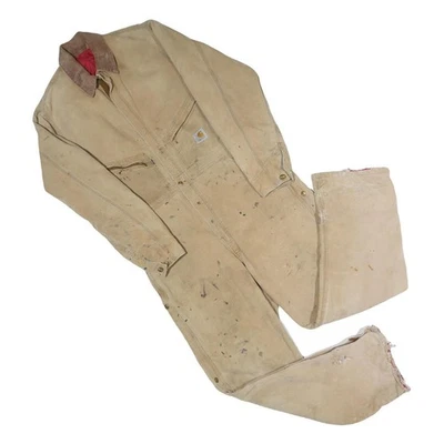 CARHARTT Hommes Beige Coton Mélange Salopette Coupe Standard L W40 L30 Travail - Photo 1/4
