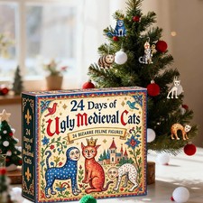 2026 Christmas Advent Calendar 24 Days Ugly Medieval Cat 2D Acrylic Countdown