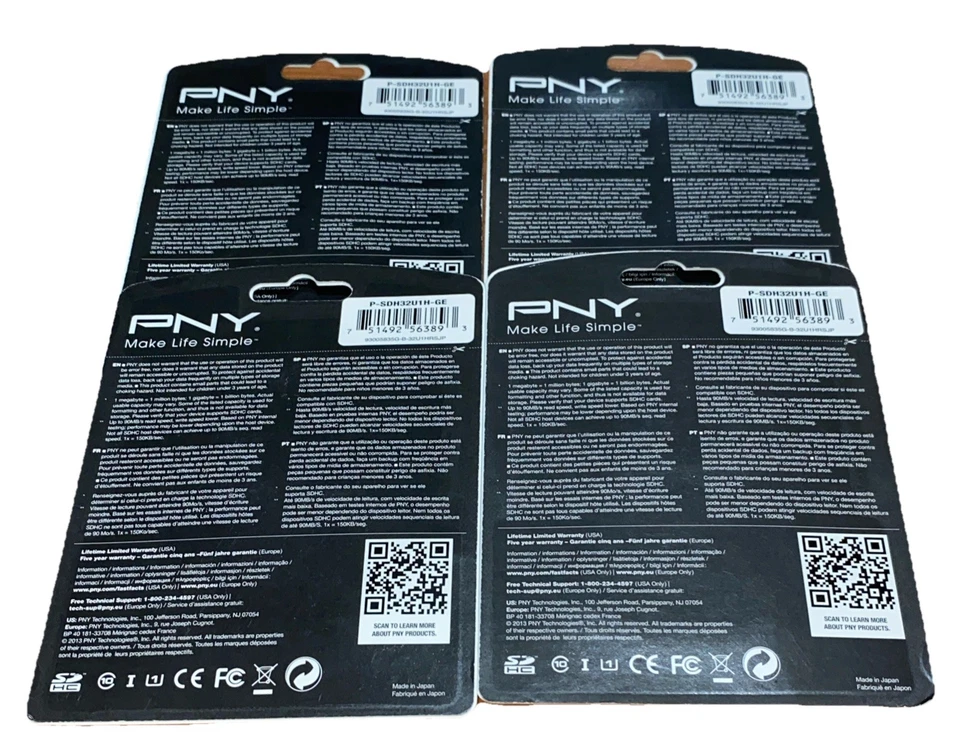 (4) PNY 32G Elite 4K Ultra HD SD memory card for Sony AX33 AX100 CX900 camcorder - Image 2 of 2