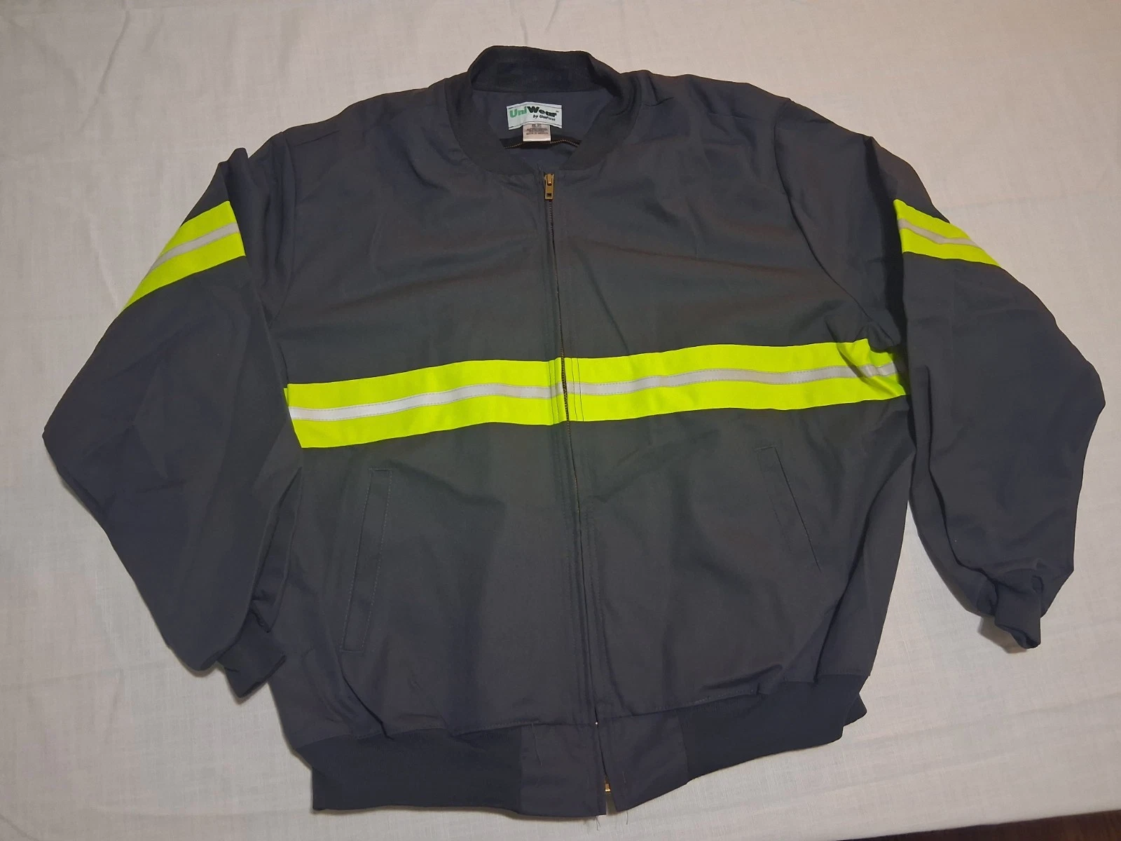 Uniwear Mens 2XL Regular Grey Bomber Jacket With Reflective Stripes