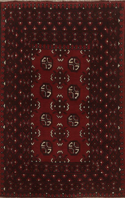 Geometric Balouch Afghan Accent Rug Handmade Wool Cultural Heritage 3x5 ft