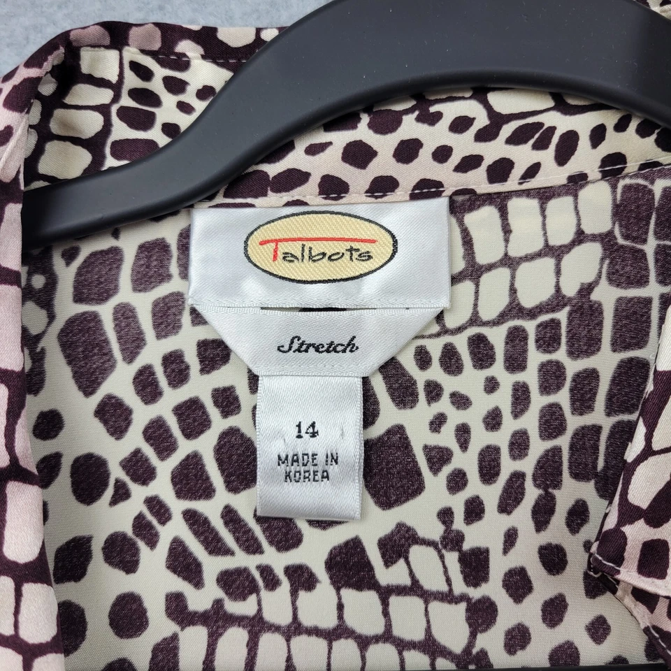 Vintage Talbots Womens Size 14 Silk Blouse Cheeta Giraffe Animal Print Career - Image 2 of 4