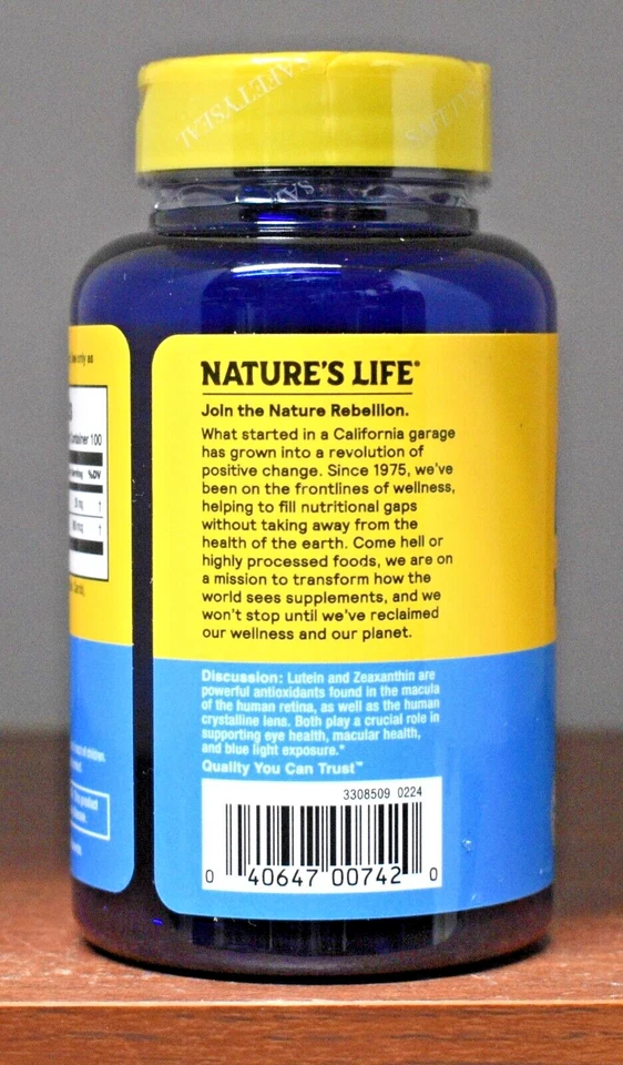 Natures Life Luteína 20 mg 100 Cápsulas Blandas con Zeaxantina Apoyo a la Salud Ocular 1/Día Foto 3 de 3