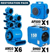 MOUNTO Water Damage Restoration Pack 6xAir Mover 1xAir Scrubber 1xDehumidifier 