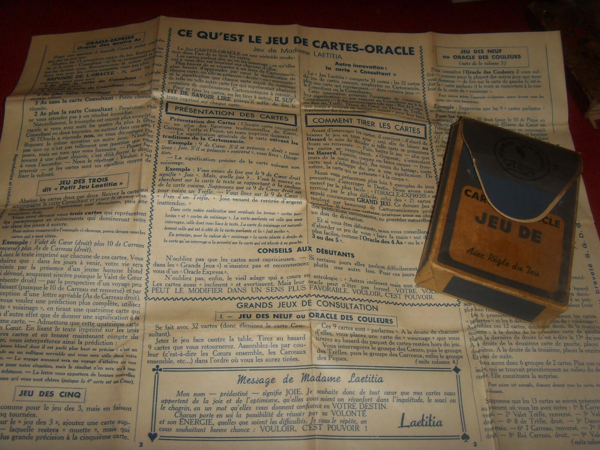 Ancien Jeu De 32 Cartes Oracle – Cartomancie, Pour Débutant Et Initiation (État : Très Abîmé)