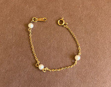 Gold Tone and Faux Pearl Baby Girl First Bracelet for Baptism or Christening