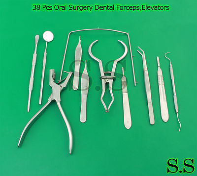 38 Pcs Oral Surgery Dental Extraction Forceps,Elevators,1 Rubber Dam kit DN-2133