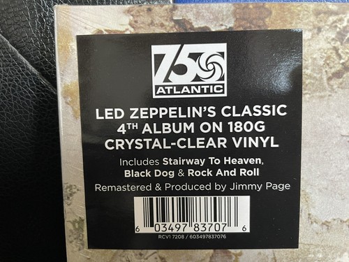 BRAND NEW LIMITED EDITION LED ZEPPELIN IV SYMBOLS CLEAR VINYL IN HAND - Picture 3 of 4