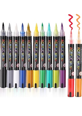 Acrylic Paint Pens Markers,12 Colors 6M Tip Acrylic Paint Pens for Rock Painting