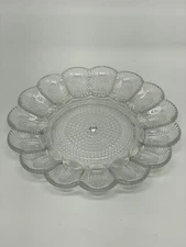 Indiana Glass Hobnail Crystal Plate Deviled Egg Relish 11" Tray Platter Serving
