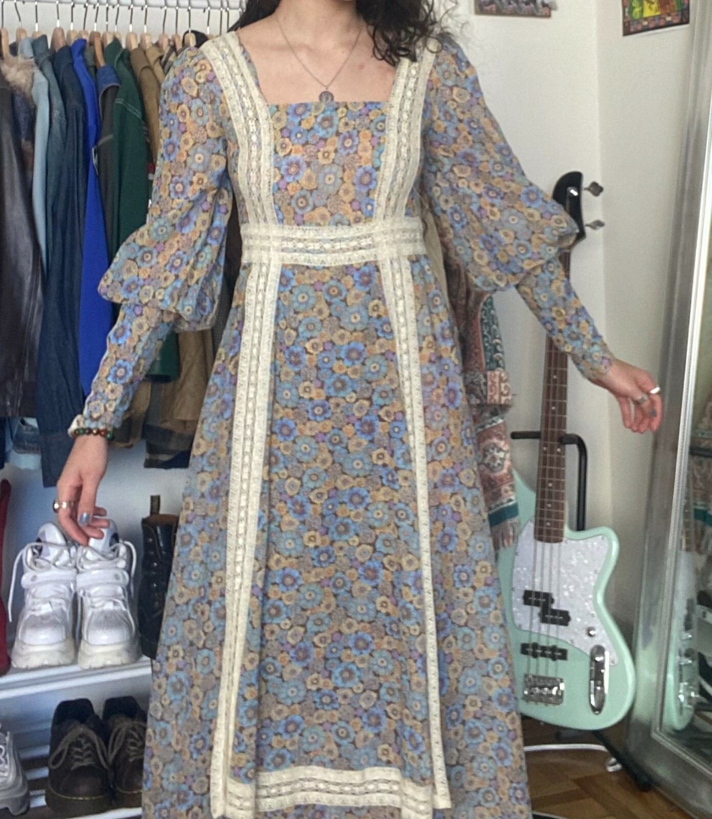 1970s Gunne Sax Prairie Vintage Blue Purple Psychedel… - Gem