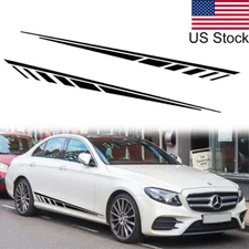 67" Black Sport Racing Streamline Style Stripe Decal Side Skirt Vinyl Sticker 2x