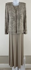 ALEX EVENINGS 2 Pc. Beige Glitter Accent Mother Of Bride/Party Gown Sz 8