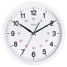Acctim Metro 14" Wall Clock Quartz 12/24 Hour Dial Easy Read Numbers White 35cm