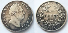 *** BRITISH INDIA *** 1/2 RUPEE 1835 *** RARE *** WILLIAM IV *** l7