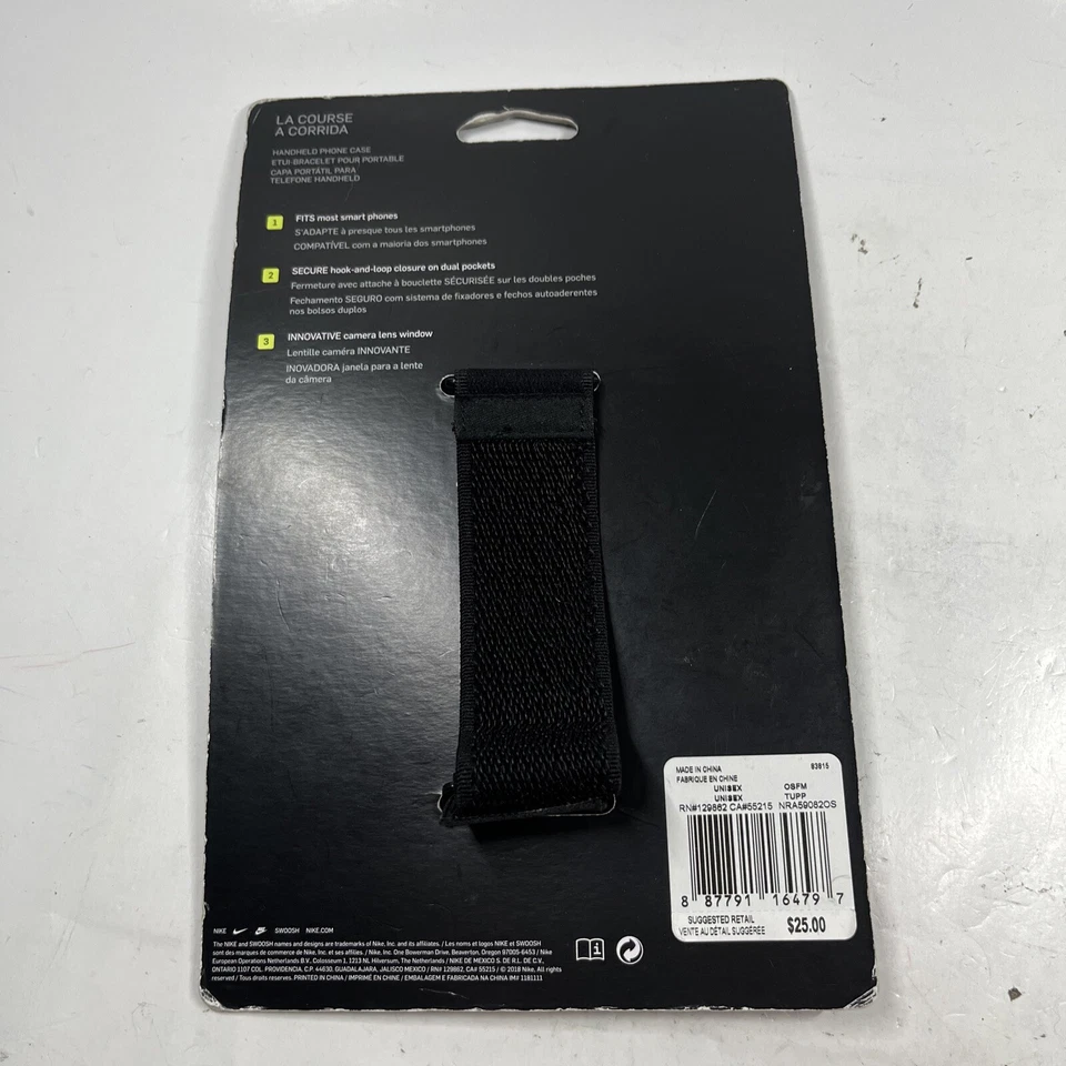 Nueva funda de teléfono NIKE para correr de mano para iPhone 6, 6S o 7 unisex negra Foto 2 de 2