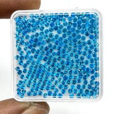 25 Pcs Natural Apatite 2mm Round Diamond Cut Neon Blue Loose Gemstones Lot