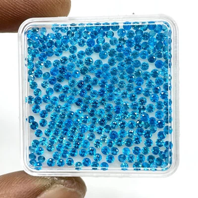25 Stück Natürlich Apatit 2mm Rund Diamantschliff Neon Blau Lose Edelsteine Lot - Bild 1 von 4