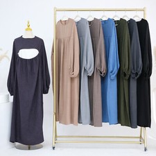 Abaya Kaftan Islamic Women Muslim Open Front Zipper Maxi Dress Casual Party Gown