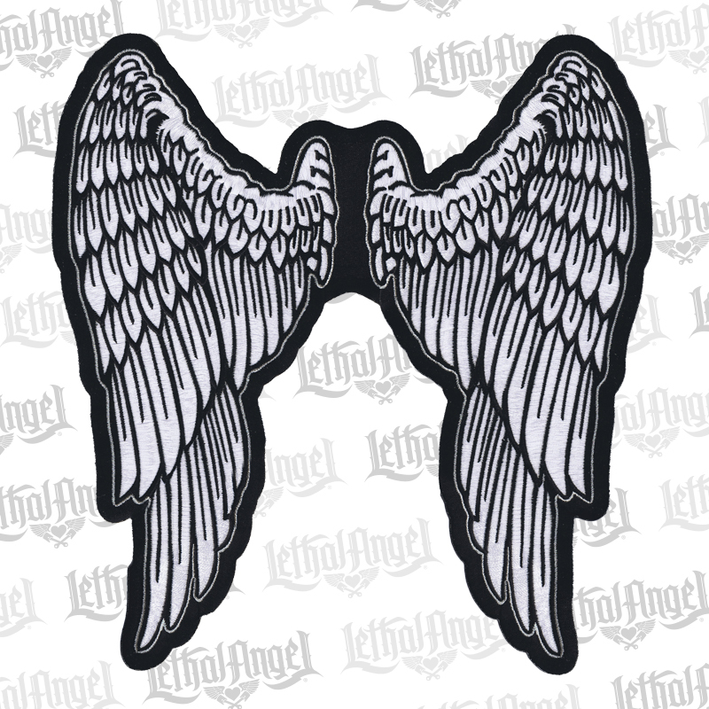 ■FANCY CLUB■ MIX STAR ANGEL PATCH T BLACK F25QB117 F25QB11 Lethal Threat Angel Wings Punk Biker Club Iron Sew On