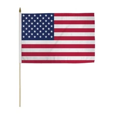 6 Pack American 50 Star 12"x18" 68D Rough Tex Nylon Wood Stick Flag 30" Staff