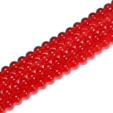 Red Crystal Jade Smooth Round Beads Size 6mm 8mm 10mm 15.5" Strand