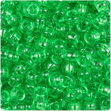 BeadTin Mint Transparent 9mm Barrel Plastic Pony Beads 500pcs 