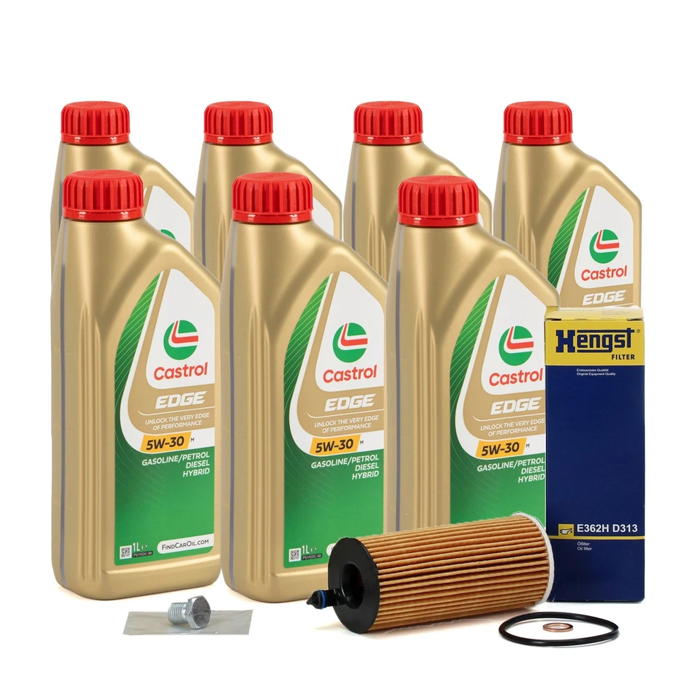 HENGST FILTER 7L CASTROL EDGE 5W-30 M LL-04 + HENGST Ölfilter für BMW 1er 3er 5er X3 X5 X6 B58