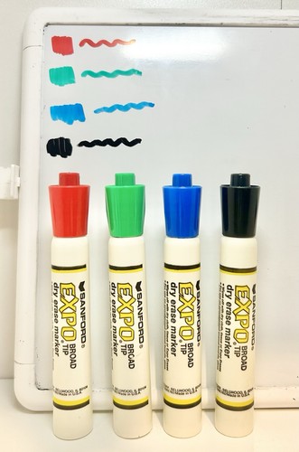 Vtg Expo Dry Erase Sanford Markers Broad Tip 4ct #830-8 Set - Good Ink
