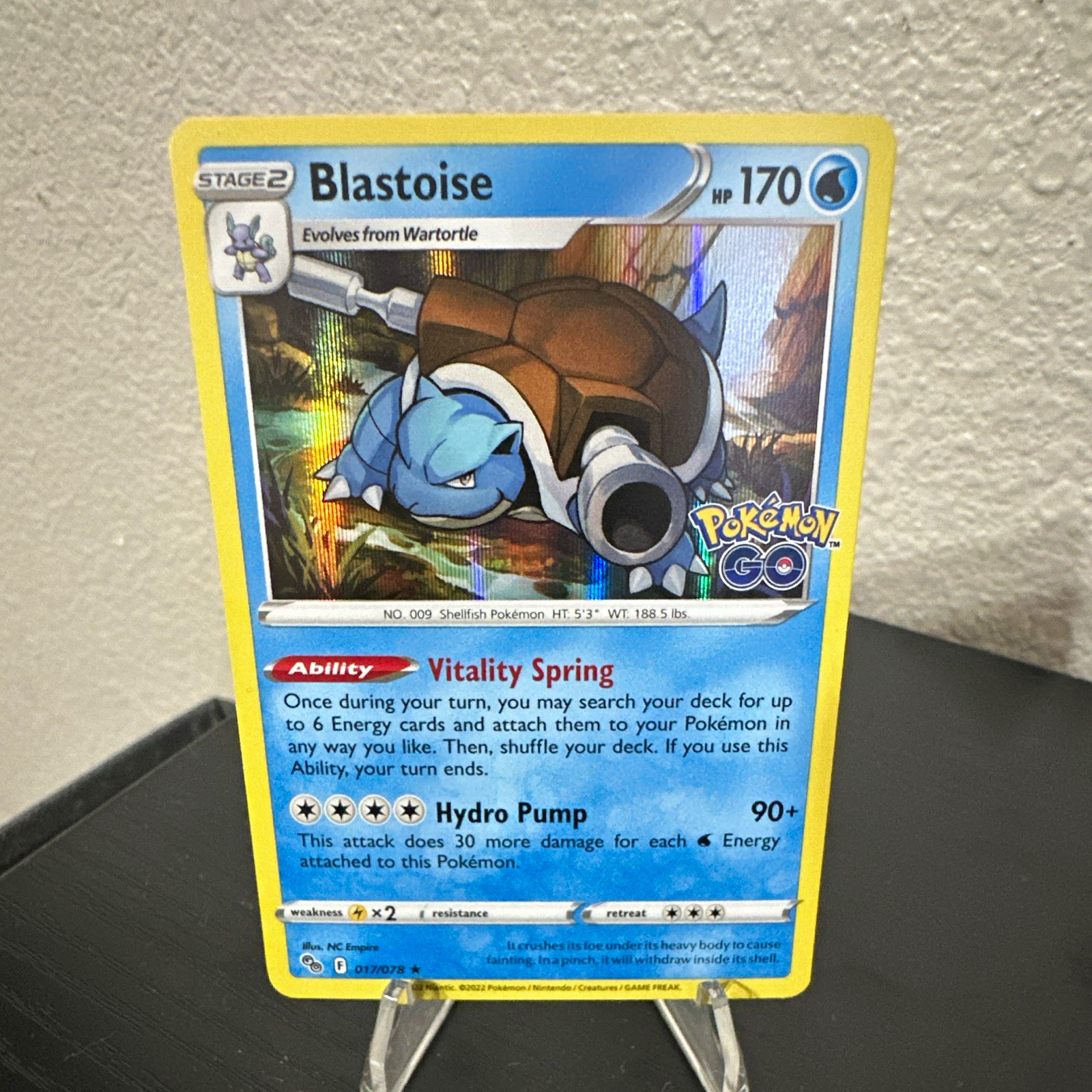Pokemon TCG Blastoise Pokemon GO 017/078 Holo Rare 170HP English 2022