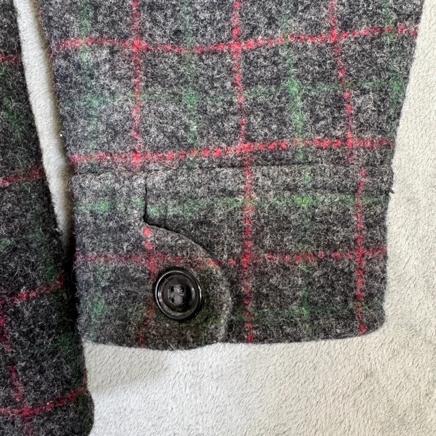 Johnson Woolen Mills Adirondack Plaid Wool Jacket Gray Red Green 10115 Large - product detail image 3