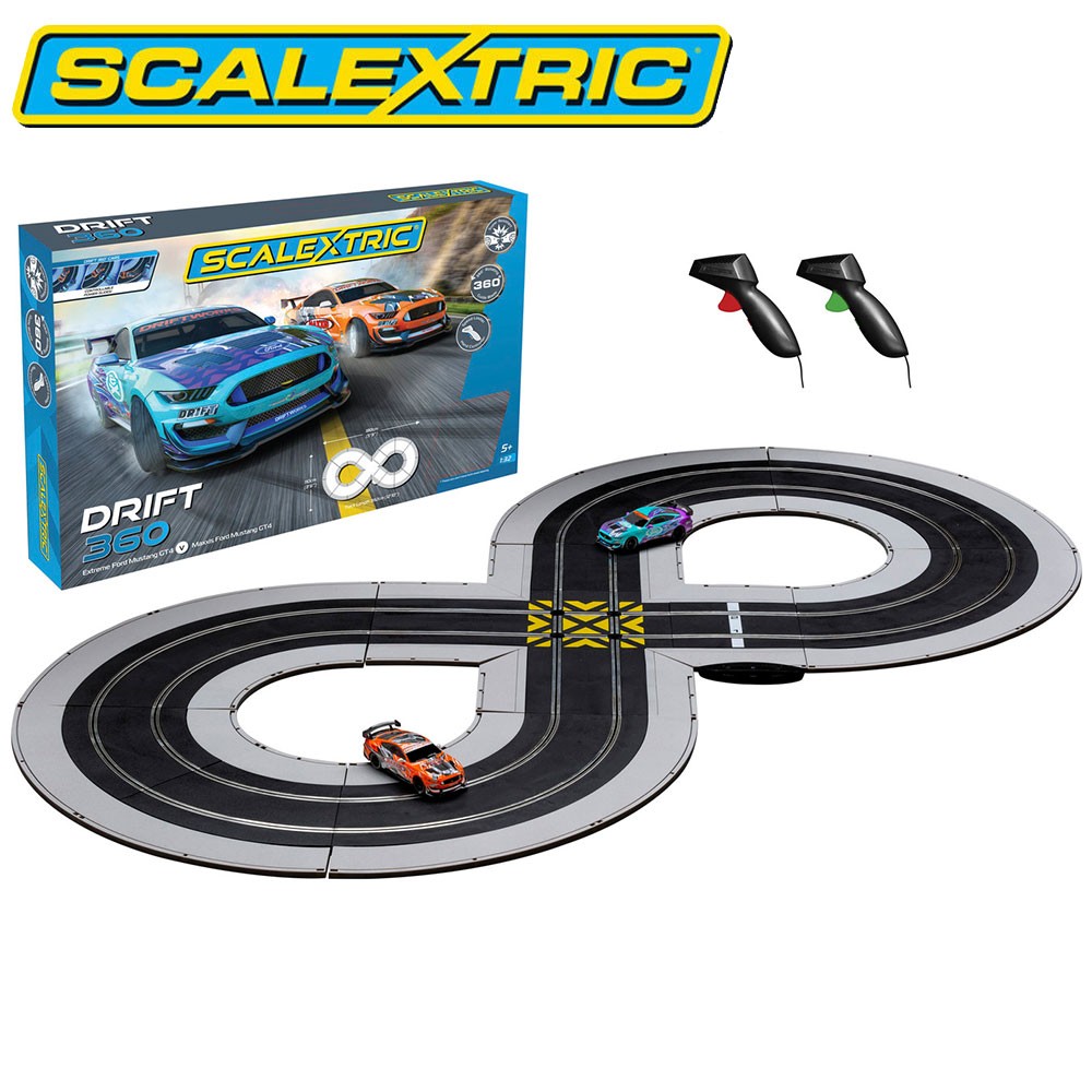 Scalextric Drift 360 Slot Car Race Track Set - 2x Ford Mustang GT4 1:32 Cars, - Image 6