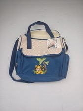 NWT Ellie  Duke Diaper Bag Navy Blue Cream Polka Dots with Tiger