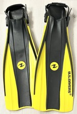 U.S. Divers Fins Medium Length 9-13 XL Black  Yellow Snorkel Aqua Lung Fins