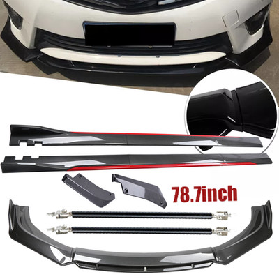 For BMW G20 330i M340i Carbon Fiber Look Red Front Lip Chin Bumper Side Skirt