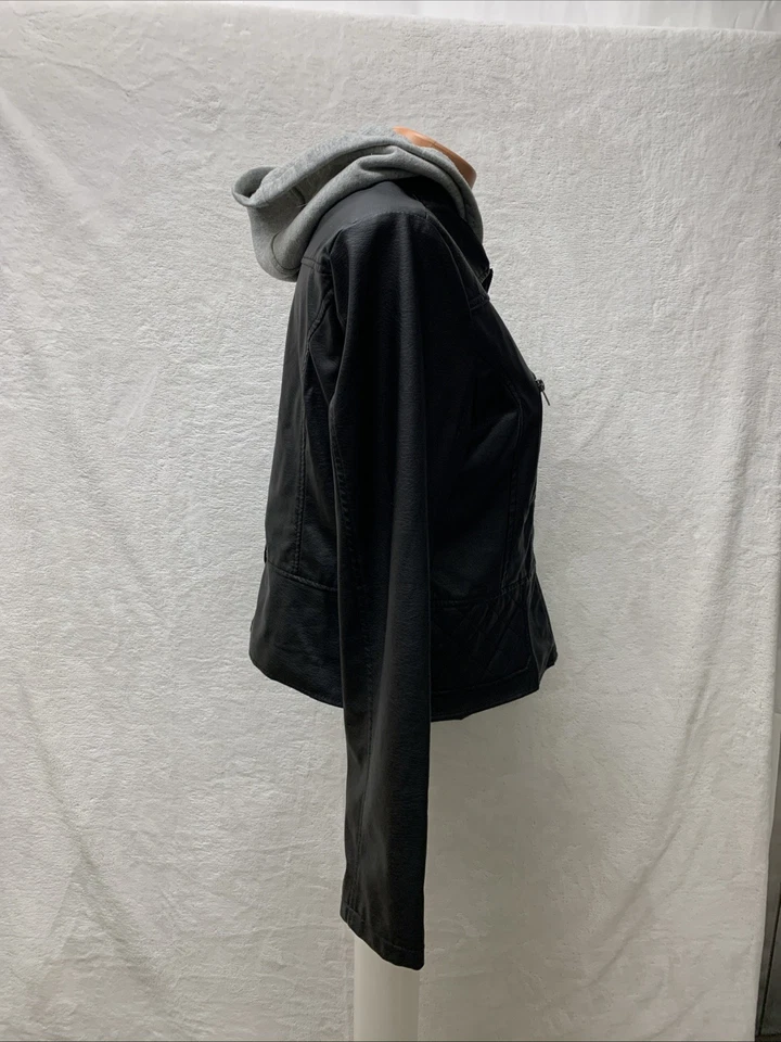 New look Womens Large faux leather hoodie - Image 4 of 4