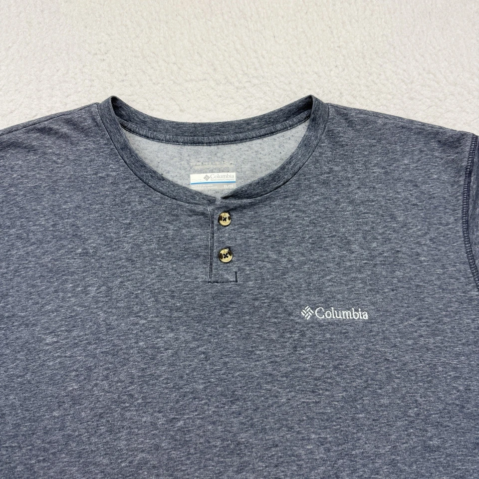 Camisa masculina Columbia XL cinza Henley manga longa OMNI pavio caminhadas ao ar livre - Imagem 3 de 4