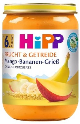 Babybrei HiPP Bio Frucht Getreide Mango-Banane 6x190g Grieß Nahrung