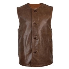 Men British WW1  Repro Brown Real Leather Jerkin Uk Army WW2 Reenactor Coat Vest
