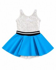 Weissman Dance Costume XSC Child Sequin Dress Blue Skirt Jazz Tap Lyrical