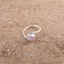 Genuine Rose Chalcedony Elegant Band Anniversary Sister Ring 925 Sterling Silver
