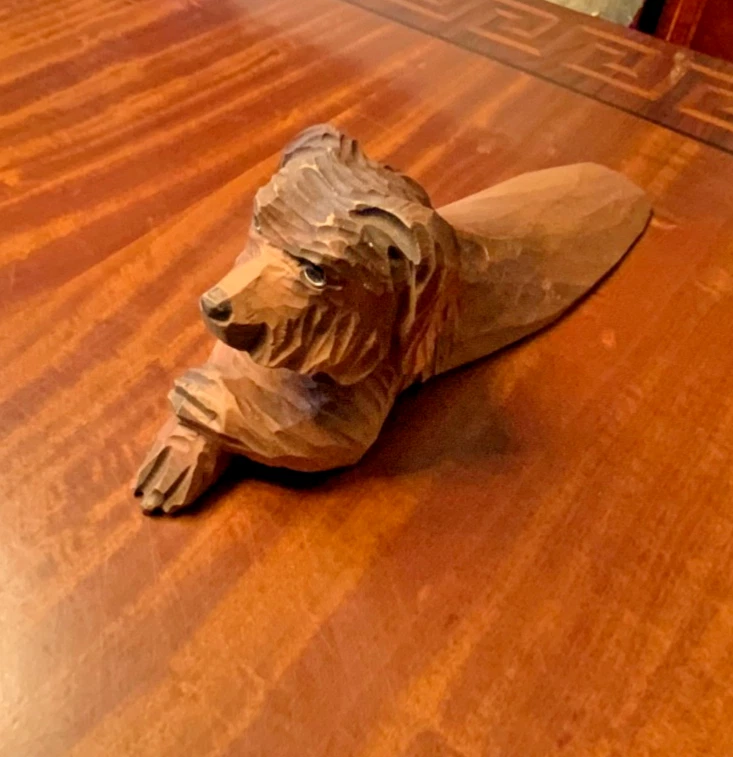 Vintage Antique Hand Carved  Wood Door Stop Wedge Dog Primitive Rustic - Image 2 of 4