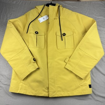 EXPRESS Jacket Mens Small Yellow Water Resistant Hooded Trench Rain Coat 