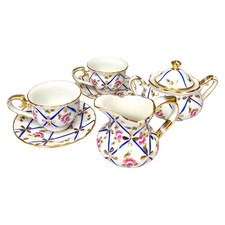 Vtg Noritake A Sevre Decor Miniature Tea Set 2 Teacups  Saucers Creamer  Sugar
