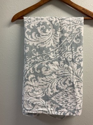 NICOLE MILLER HOME SHAMS KING SET OF 2 LIGHT BLUE/GRAY FLUER DE LEIS 100% COTTON