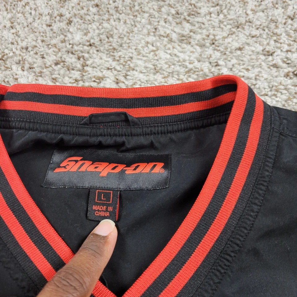 Snap-On Tools Racing Windbreaker Jacket Mens Large V Neck Pullover - Image 2 of 4