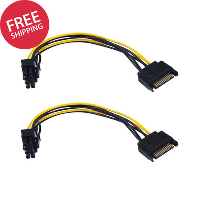 15 Pin SATA Male to 8 Pin (6+2 Pin) Pci-Express Female Video Card Power Adapter