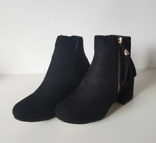 Divine Katelyn Ladies Ankle Boots Black Suede Size 3 UK